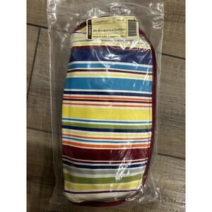 LONGABERGER MEDIUM Boardwalk Basket Zippered Liner Sunny Day Stripe fabric NEW
